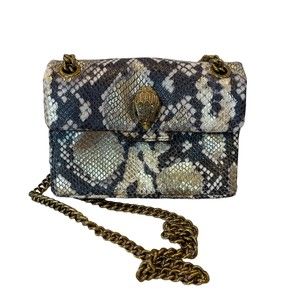 Kurt Geiger London White Gold Leather Mini Kensington Crossbody Snakeskin Effect